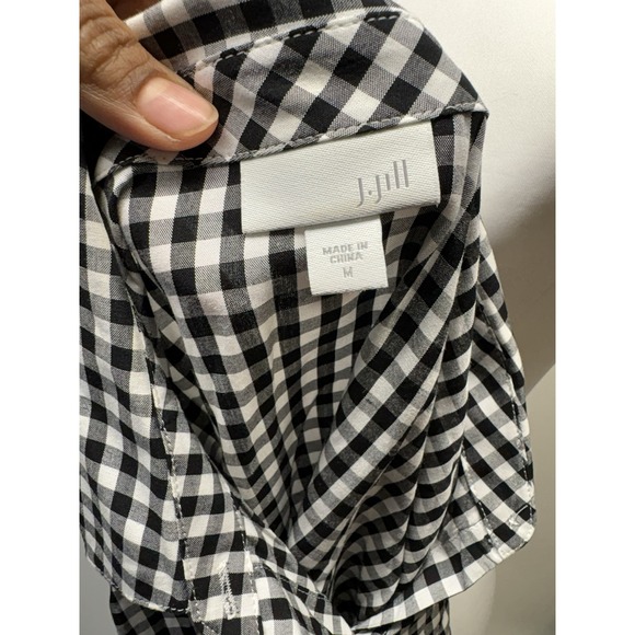 J Jill Black And White Gingham Button Down Women's 100% Rayon Size Petite Medium - Picture 5 of 6